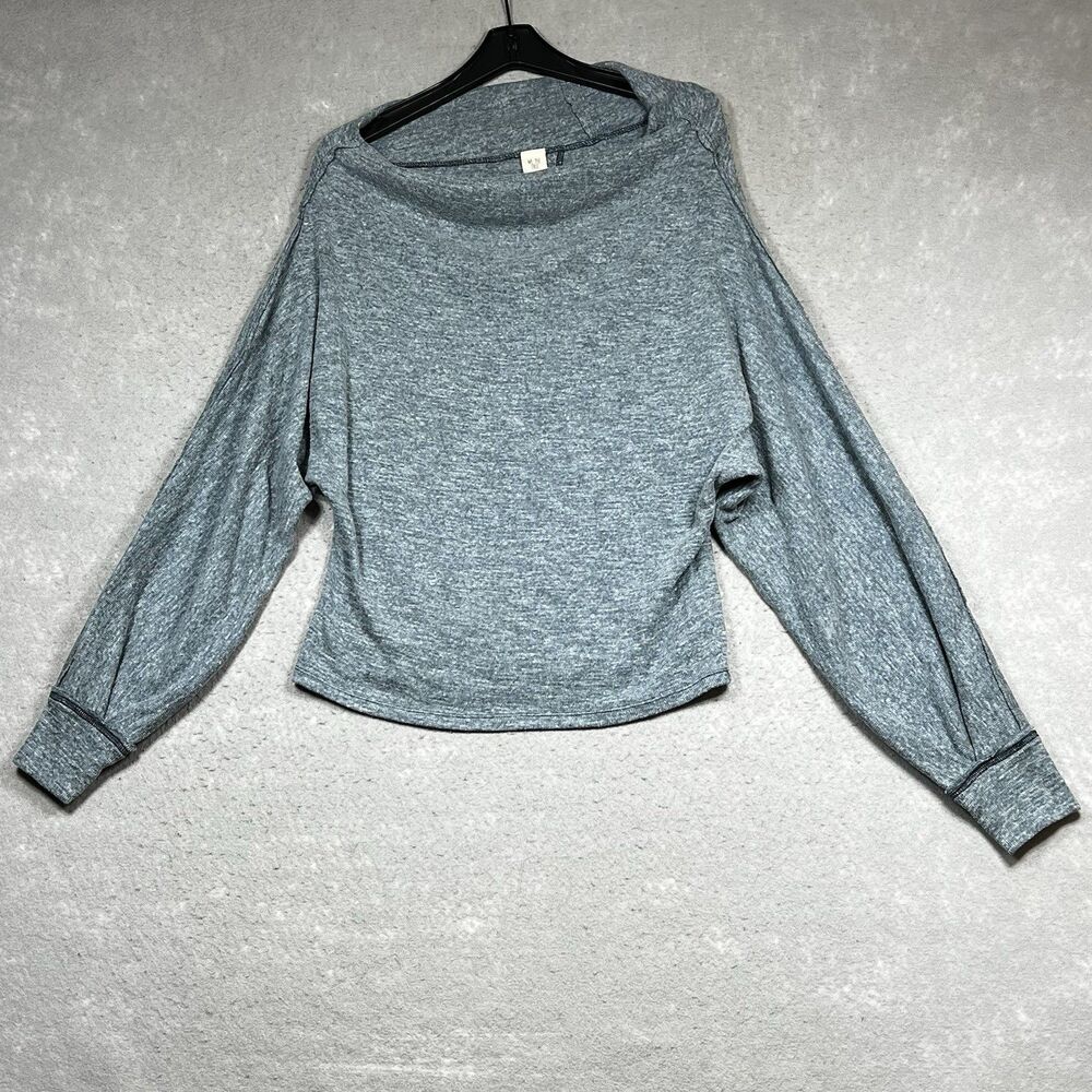 We The Free People Skyline Thermal Off The Shoulder Tee Women’s Small Gray